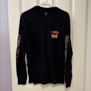 Billabong Black Long Sleeve Tee with Floral Graphics